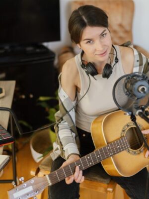 creative-woman-practicing-song-home